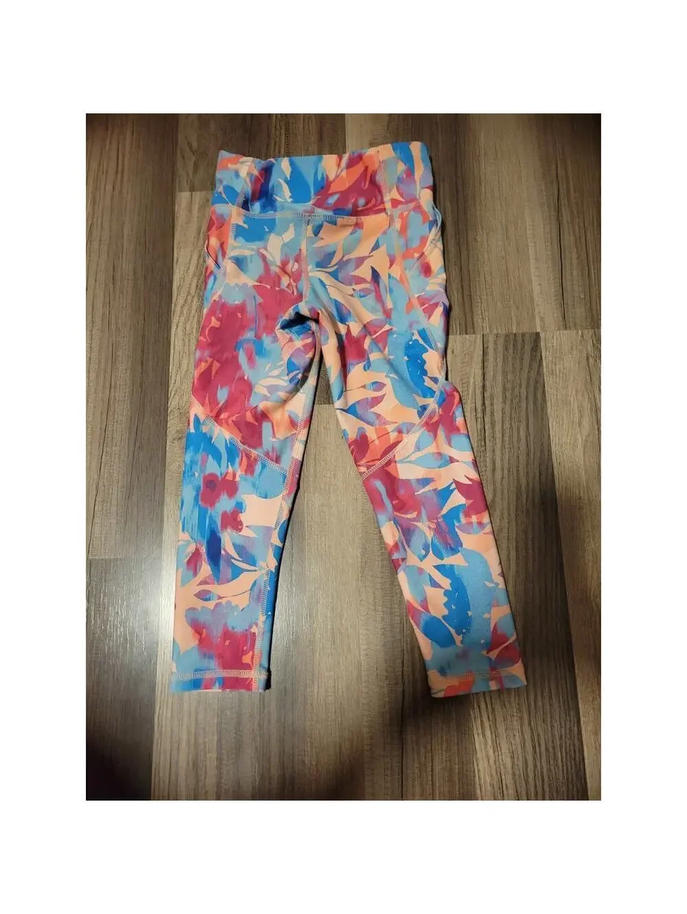 Girls Old Navy Pink/Blue Floral Athletic Leggings Size XS